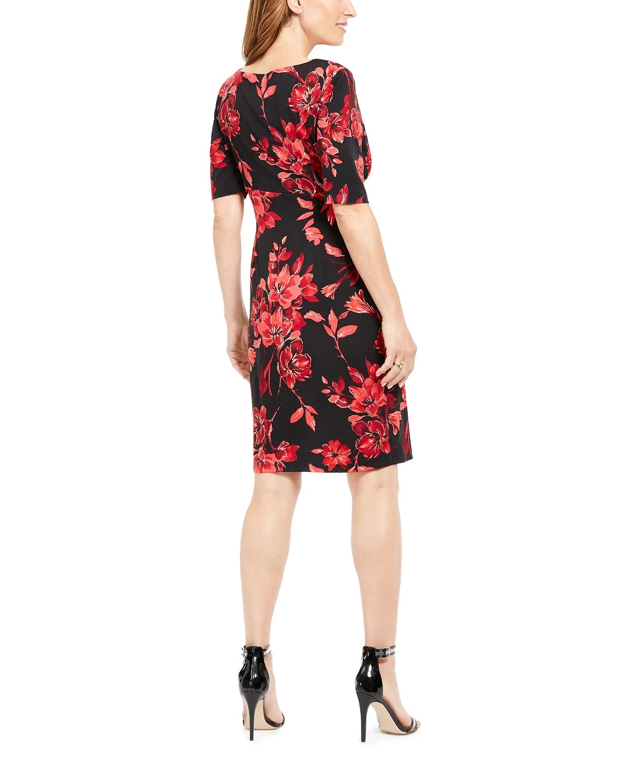Connected Women's Petite Floral-Print Sarong Dress Red Size 8P