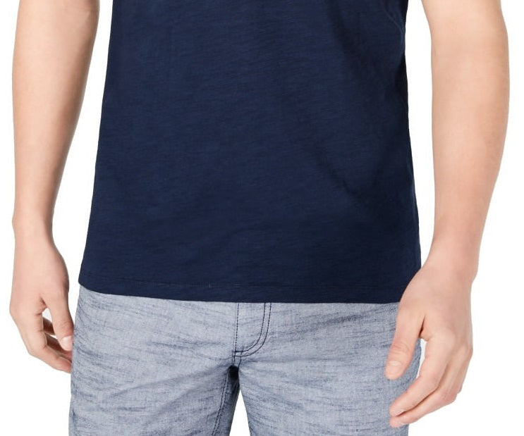 INC International Concepts Men's Ribbed Split Tee Blue Size XXL