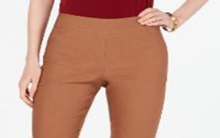 Charter Club Women's Cambridge Skinny Pull on Tummy Control Pants Copper Size 6