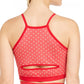 Ideology Women's Heart-Print Seamless Low-Impact Sports Bra Pink Size X-Large