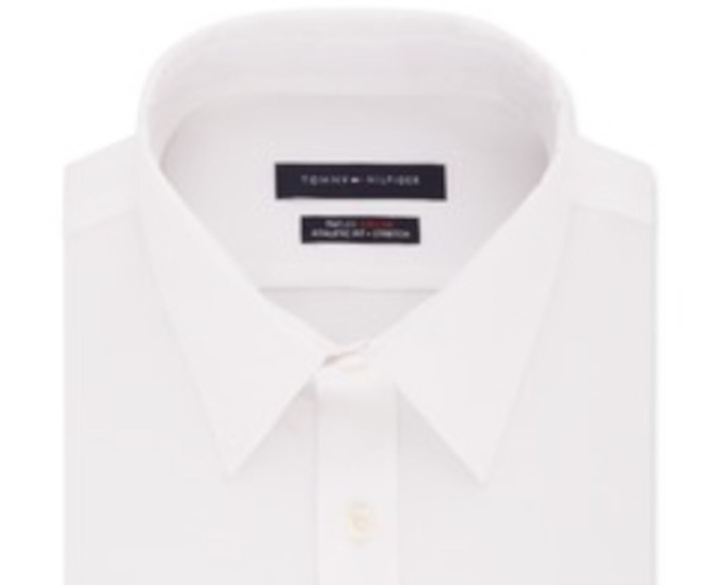 Tommy Hilfiger Men's Athletic Fit Performance Stretch Th Flex Collar Solid Dress Shirt White Size 17-36/37