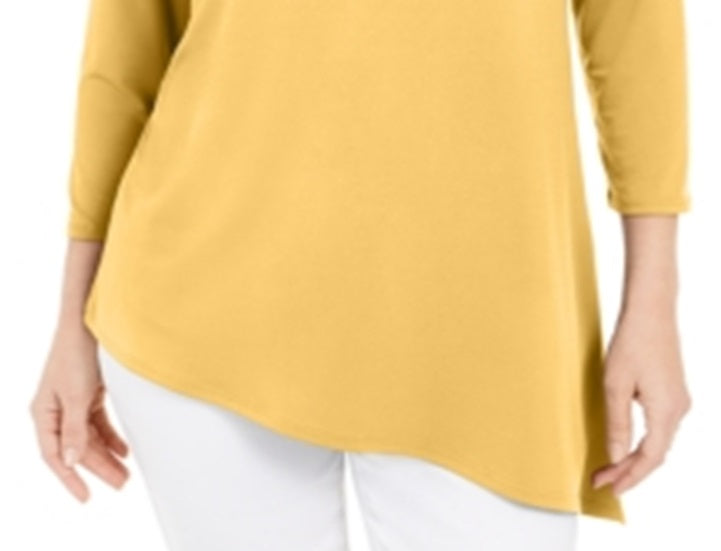 JM Collection Women's Asymmetrical Ring Tunic Yellow Size S