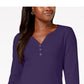 Karen Scott Women's Cotton Henley Top -Purple Size Small