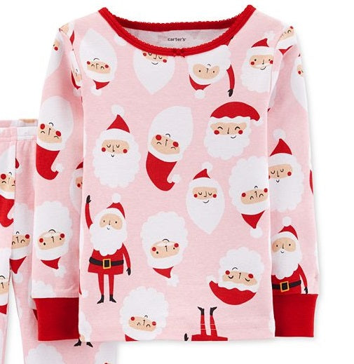 Carter's Baby Girls 2-Pc. Cotton Santa Pajamas Set Pink Size 24 Months