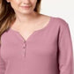 Karen Scott Women's Cotton Henley Top Pink Size Small