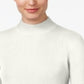 Karen Scott Women's Long Sleeves Ribbed Mock Neck Sweater White Size Petite Large