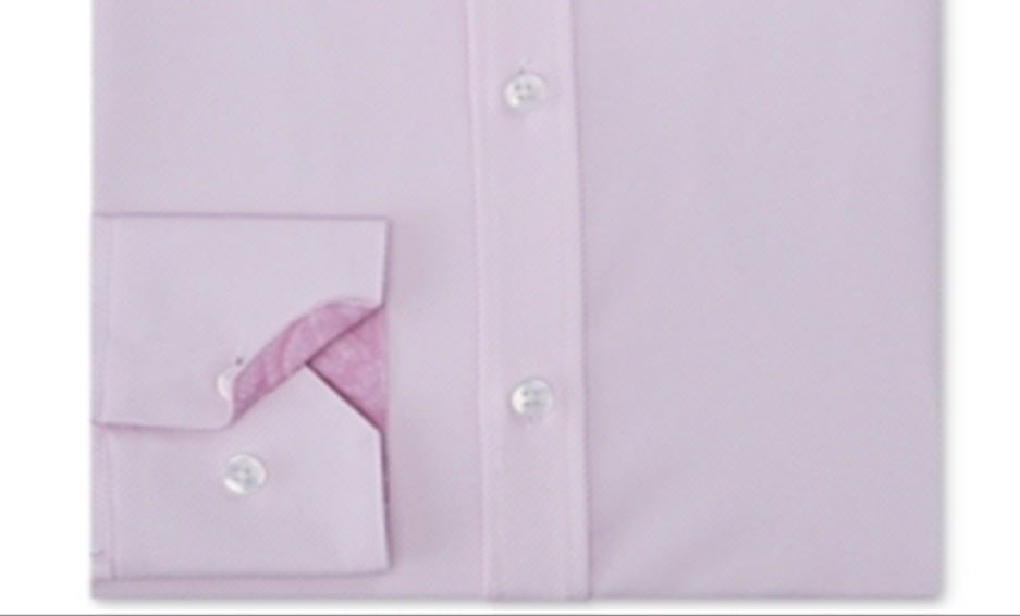 Tallia Men's Slim Fit Non Iron Performance Stretch Striped Dress Shirt Pink Size L