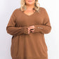 JM Collection Women's Button-Cuff V-Neck Pullover Sweater Brown Size XX-Large