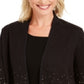 JM Collection Women's Ombre Jacquard Coatigan Black Size Petite
