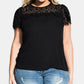 City Chic Women's Trendy Plus Short Sleeve Victorian Top Black Size XS
