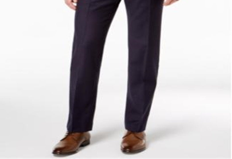 राल्फ लॉरेन पुरुषों की क्लासिक फिट विंडोपेन फ्लैनेल ड्रेस पैंट ब्लू साइज़ 42X32