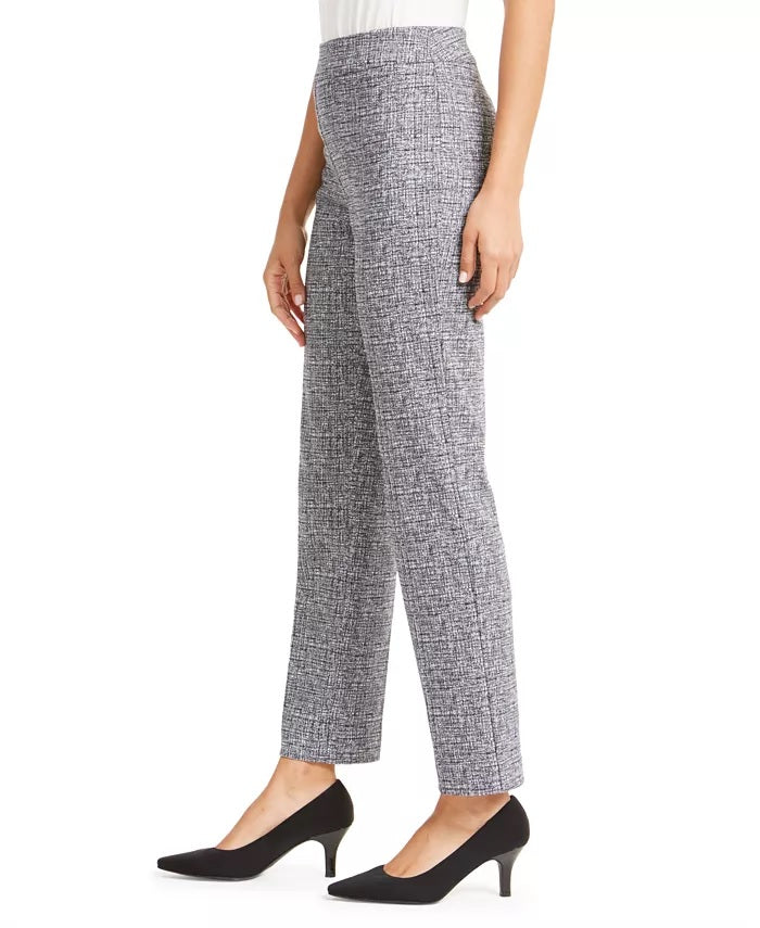 JM Collection Women's Jacquard Straight-Leg Pants Blue Size XX-Large