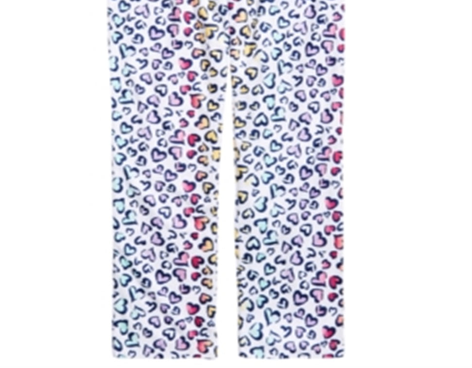 Max & Olivia Little & Big Girl's Heart Print Pajama Pants White Size M