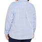 Tommy Hilfiger Women's Plus Size Polka Dot Zip-Front Cotton Shirt Blue Size 3X