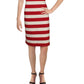 Charter Club Women's Striped Slit Neck MIDI Dress Red Size Medium