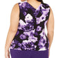 Calvin Klein Women's Plus Size Sleeveless Floral Pleat-Neck Top Black Size 1X