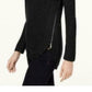 INC International Concepts Women's Waffle Knit Side Zip Tunic Sweater Black Size Petite S/M