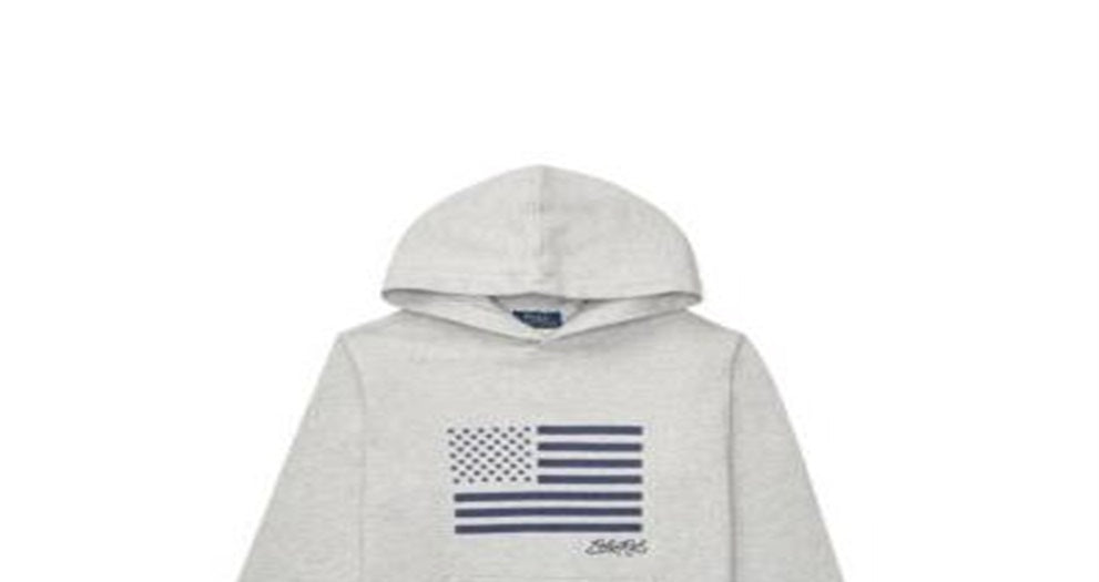 Ralph Lauren Big Boy's Embroidered Terry Cotton Hoodie Gray Size S