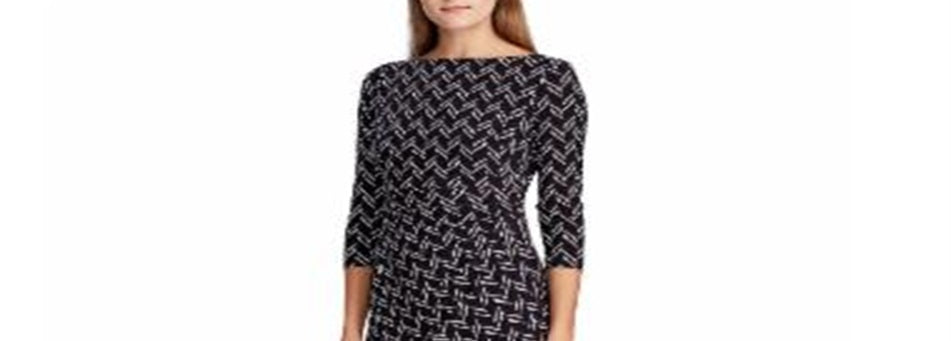 Ralph Lauren Women's Print Jersey Dress Black Size 12 P
