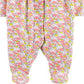 Carter's Baby Girl's Floral-Print Cotton Coverall Pink Multi Size 9MOS