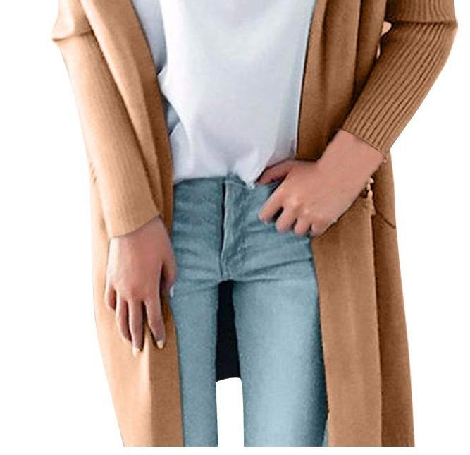 आईएनसी इंटरनेशनल कॉन्सेप्ट्स वुमेन्स पॉकेटेड पॉकेटेड लॉन्ग स्लीव ओपन कार्डिगन स्वेटर ब्राउन साइज़ स्मॉल