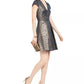 Vince Camuto Women's Fit & Flare Metallic Jacquard Dress Blue Size 14
