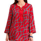 Charter Club Women's Cotton Printed Lace-Up Tunic Red Size Medium