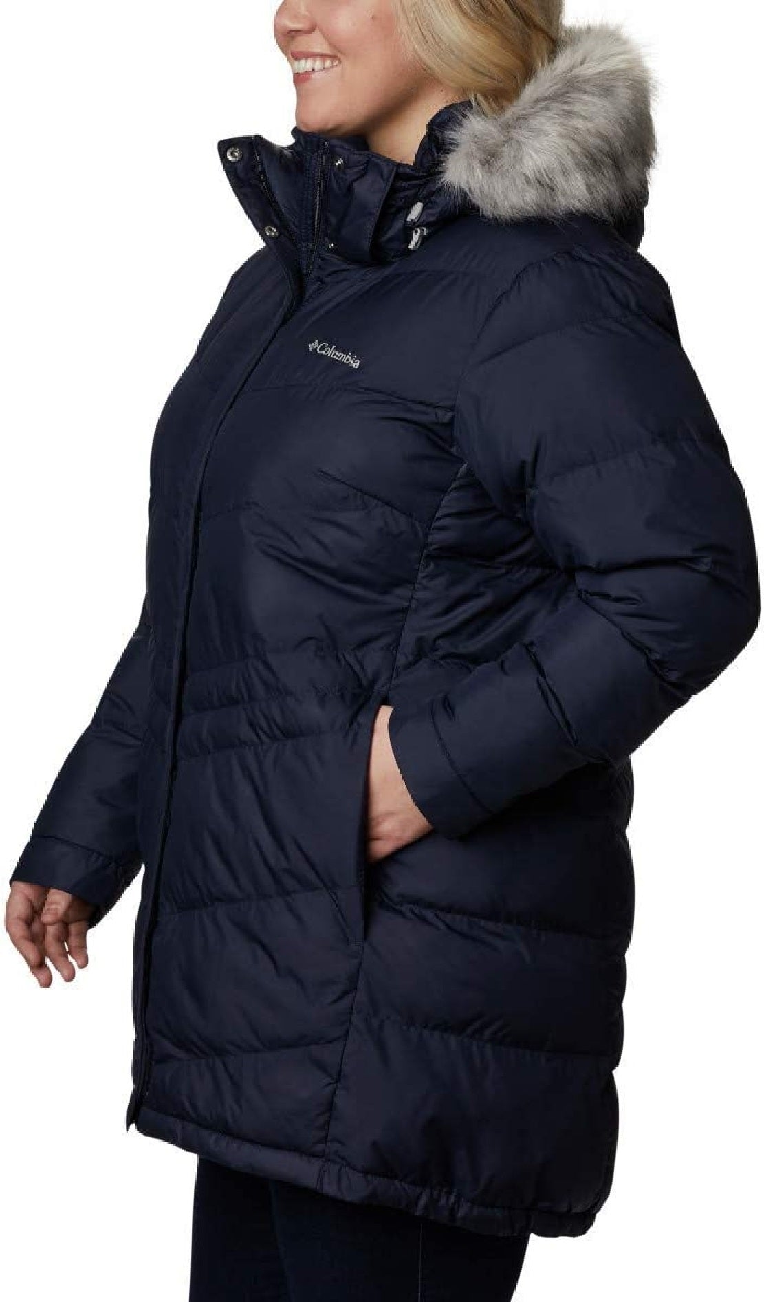 Columbia Women's Plus Faux Fur Trim Hooded Puffer Coat Blue Size 1X