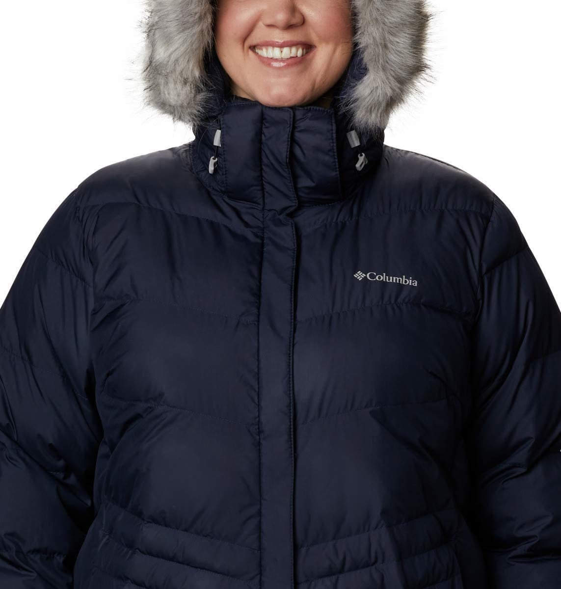Columbia Women's Plus Faux Fur Trim Hooded Puffer Coat Blue Size 1X