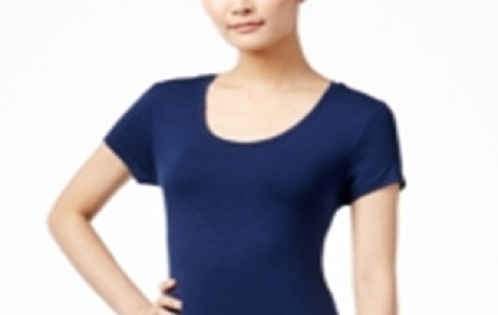 Style & Co Women's Short Sleeve a Line Dress Blue Size PP