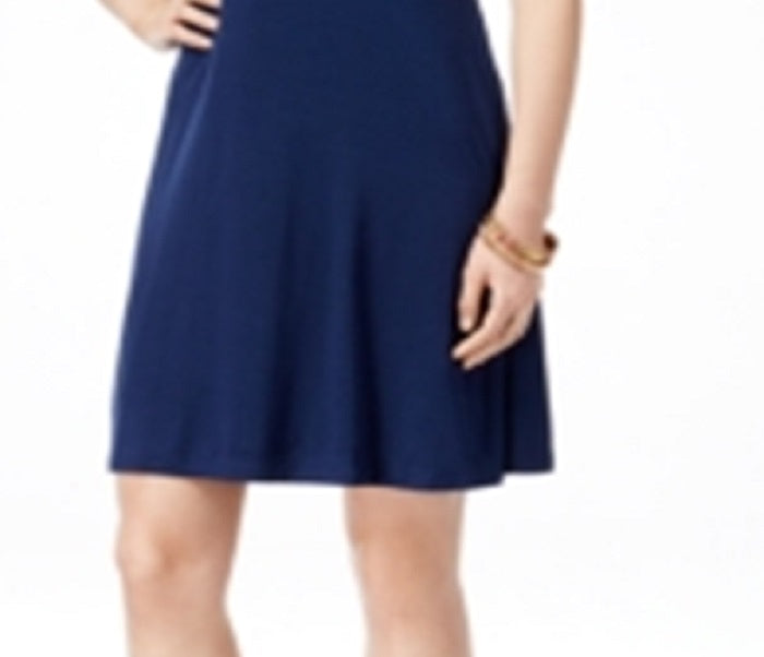 Style & Co Women's Short Sleeve a Line Dress Blue Size PP