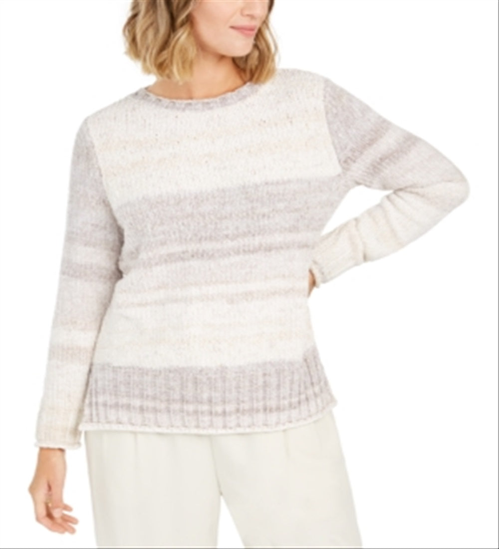 Style & CoWomen's Chenille Space Dyed Sweater White Size Petite Medium
