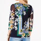 Charter Club Women's Printed 3/4-Sleeve Top  Blue Size Large