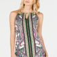 INC International Concepts Women's Printed Halter Dress White Size Petite L
