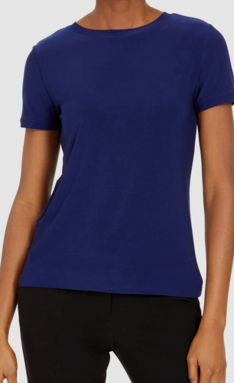 Anne Klein Women's Button Back T-Shirt Blue Size XXS