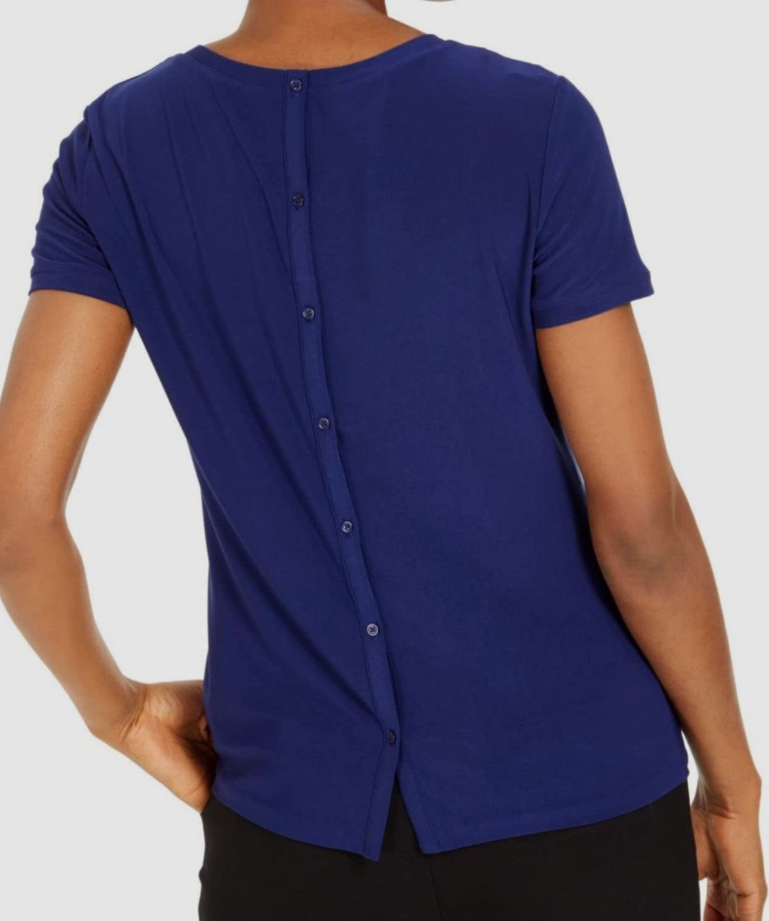Anne Klein Women's Button Back T-Shirt Blue Size XXS