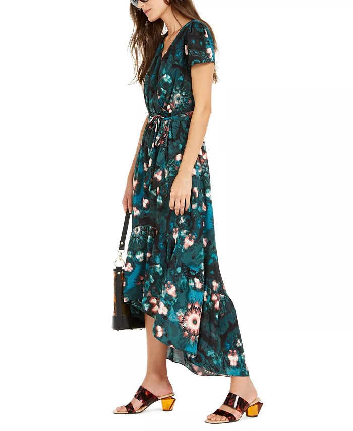 INC International Concepts Women's Petite Puff-Sleeve High-Low Dress Black Size 14P