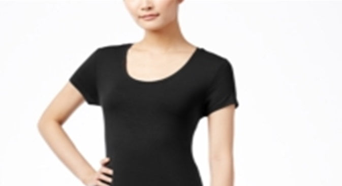 Style & Co Women's Short Sleeve a Line Dress Black Size Petite L