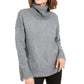 Bar III Women's Ribbed Turtleneck Sweater Grey Size Medium
