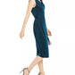 INC International Concepts Women's Belted Cowlneck Shimmer Dress Black Size 14