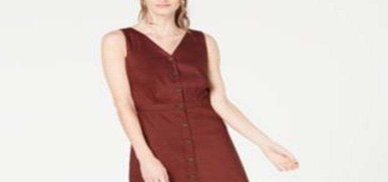Alfani Women's Button Through MIDI Dress Brown Size 2 Petite