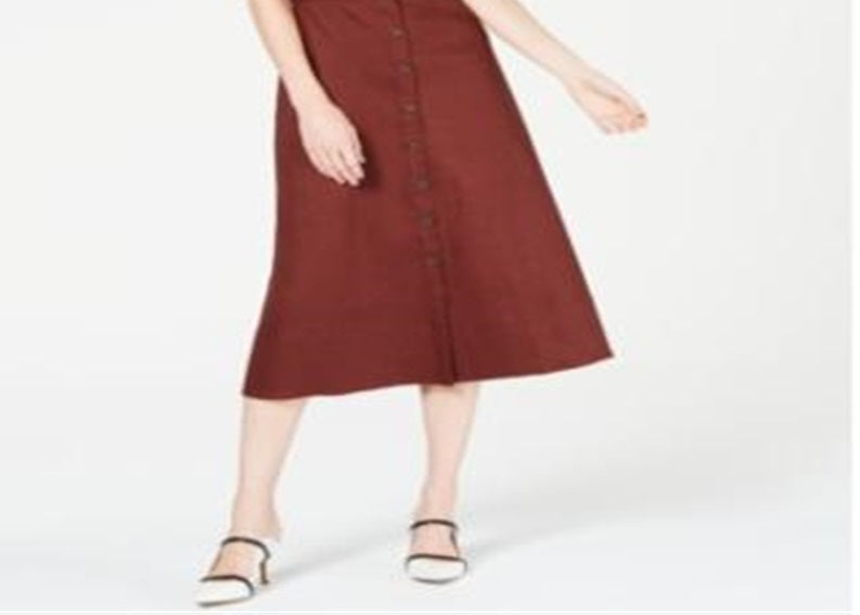 Alfani Women's Button Through MIDI Dress Brown Size 2 Petite