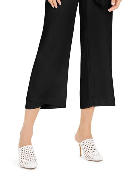 INC Iternational Concepts Women's Solid Tie Front Culottes Black Size Petite S