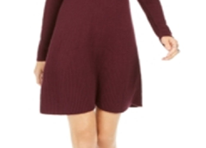 Style & Co Women's Ribbed Sweater Dress Berry Jam Size Petite S