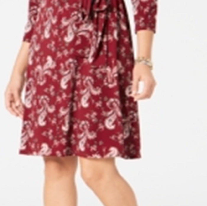 Charter Club Women's Printed Polo Shirtdress Cranberry Size -Petite S/M