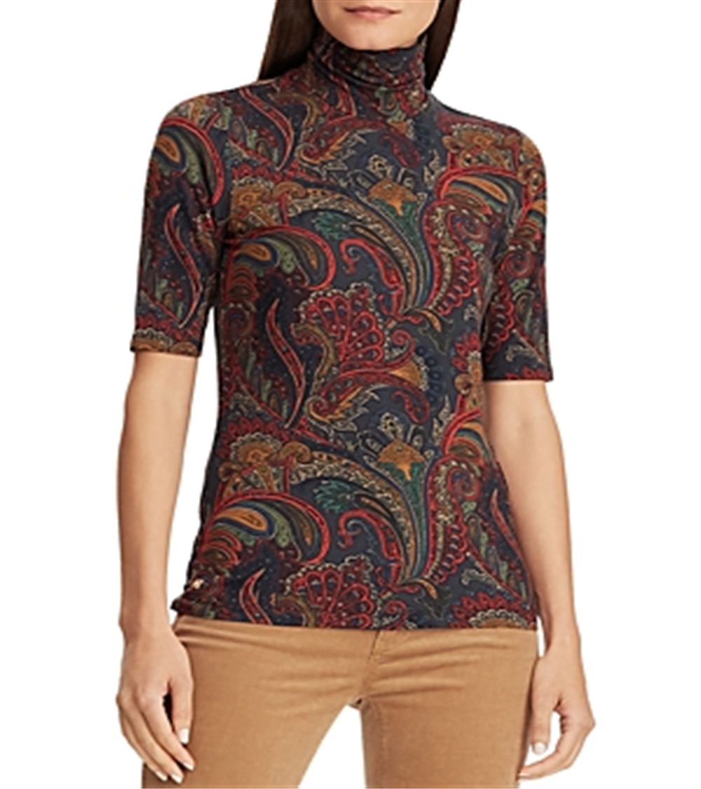 Ralph Lauren Women's Stretch Turtleneck TopT Shirt Red Size M