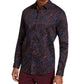 INC International Concepts Men's Sylas Print Woven Button Down Shirt Black Size Medium