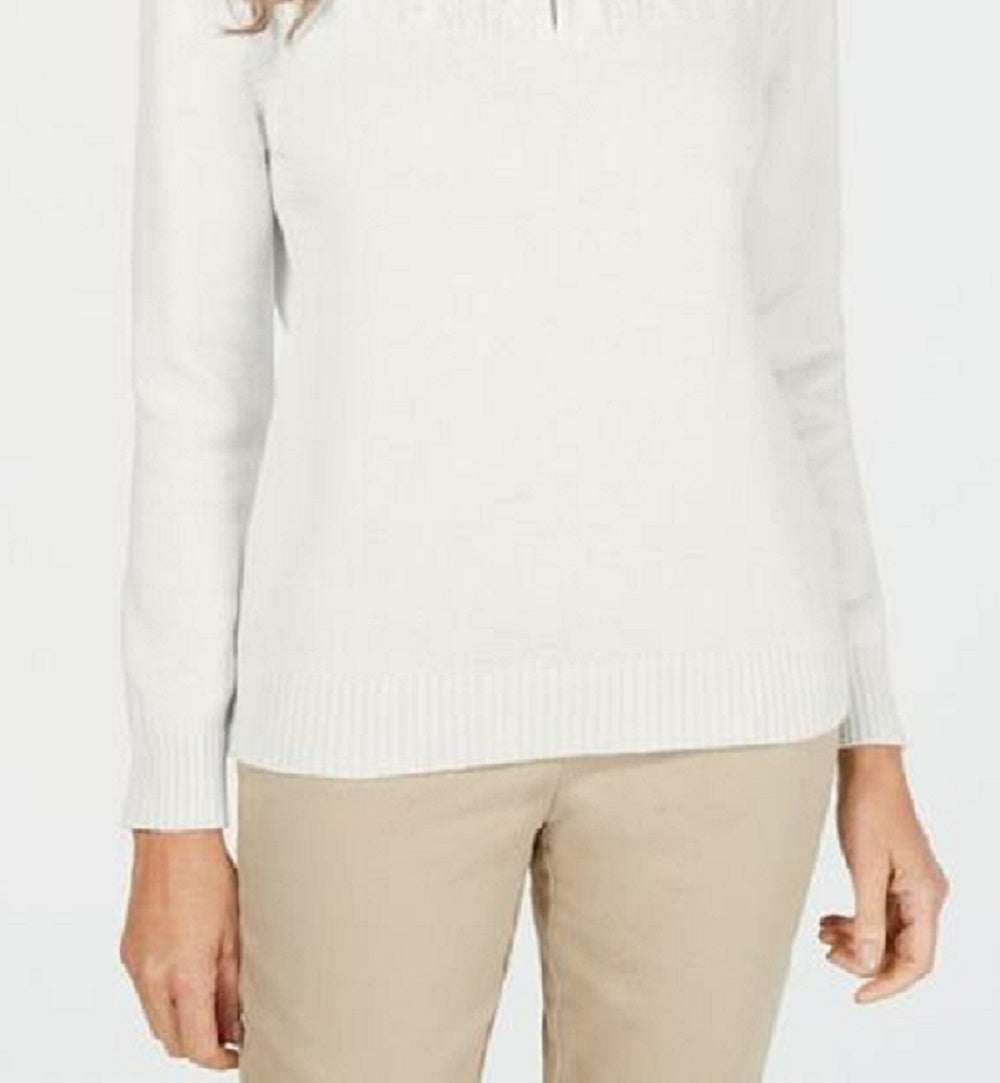 Karen Scott Women's Cotton Mock Neck Pullover White Size Petite Small