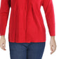JM Collection Women's Plus Lace up Ribbed Trim Poncho Sweater Red Size 0X
