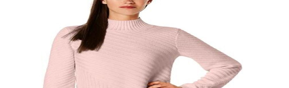 Charter Club Women's Mixed Stitch Mock Neck Sweater Pink Size XX-Large